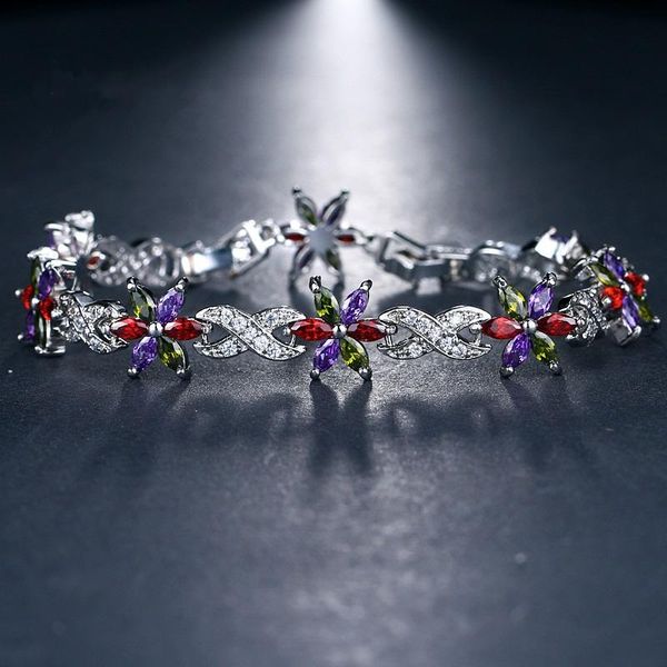 link, chain ekopdee unique design rainbow color zircon bracelet for women exquisite cubic zirconia flower bracelets female birthday jewelry, Black
link, chain ekopdee unique design rainbow color zircon bracelet for women exquisite cubic zirconia flower bracelets female birthday jewelry, Black