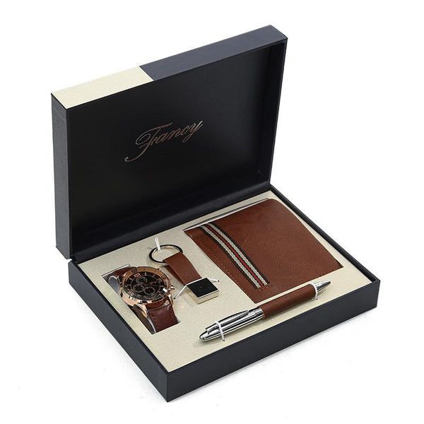 wristwatches business men's four-piece birthday gift set watch-wallet-keychain-ballpoint pen valentine's day and tanabata gifts, Slivery;brown
wristwatches business men's four-piece birthday gift set watch-wallet-keychain-ballpoint pen valentine's day and tanabata gifts, Slivery;brown