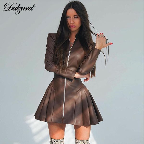 casual dresses dulzura solid pu fake leather pleated mini dress long sleeve sundress zipper elegant party streetwear club 2021 autumn winter, Black;gray
casual dresses dulzura solid pu fake leather pleated mini dress long sleeve sundress zipper elegant party streetwear club 2021 autumn winter, Black;gray