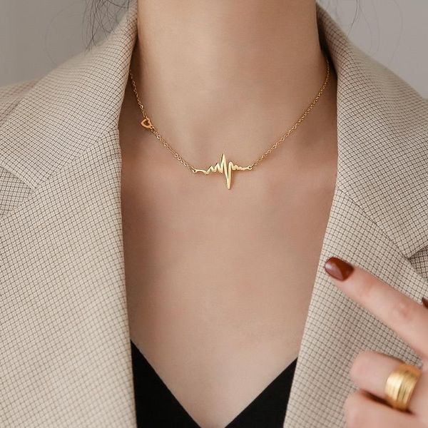 pendant necklaces yun ruo 2021 trend 14k gold color heartbeat necklace woman fashion titanium steel jewelry gift never fade hypoallergenic, Silver
pendant necklaces yun ruo 2021 trend 14k gold color heartbeat necklace woman fashion titanium steel jewelry gift never fade hypoallergenic, Silver