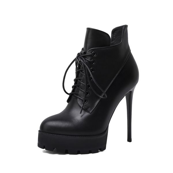 winter short boots women designer round toe block hight heel soft natural genuine leather party wedding fashion luxury platform yn48-b800-1, Black
winter short boots women designer round toe block hight heel soft natural genuine leather party wedding fashion luxury platform yn48-b800-1, Black