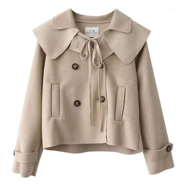 women's wool & blends double-sided coat 2021 autumn/winter double-row buckle small plus thick average size navy collar jacket shawl, Black
women's wool & blends double-sided coat 2021 autumn/winter double-row buckle small plus thick average size navy collar jacket shawl, Black