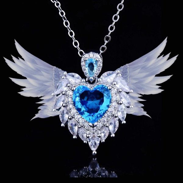 pendant necklaces luxury vintage necklace hanging heart paraiba zircon romantic geometric jewelry for women wedding engagement accessories, Silver
pendant necklaces luxury vintage necklace hanging heart paraiba zircon romantic geometric jewelry for women wedding engagement accessories, Silver