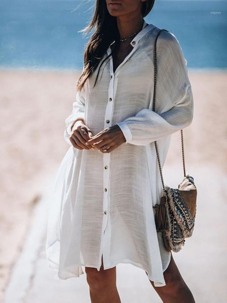 fashion women swimsuit bikini beach cover up robe tunic shirt v-neck summer solid button casual shirts sunscreen blouse women's swimwea, White;black
fashion women swimsuit bikini beach cover up robe tunic shirt v-neck summer solid button casual shirts sunscreen blouse women's swimwea, White;black