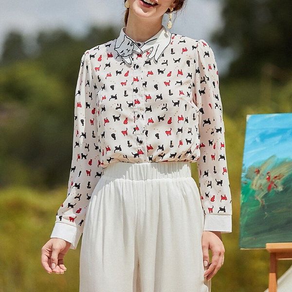 women's blouse shirt cat button print shirt collar casual streetwear white / 3d print h7h1#
women's blouse shirt cat button print shirt collar casual streetwear white / 3d print h7h1#