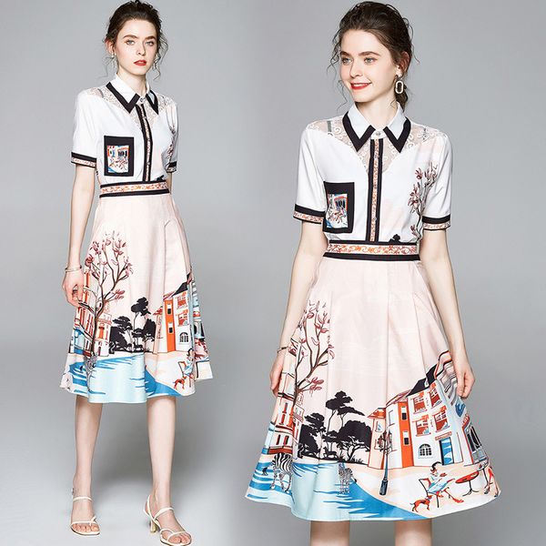2021 new women fashion printed two piece set casual short sleeve shirt + midi a-line plus size blouse female summer skirt suit ondg, Black;gray
2021 new women fashion printed two piece set casual short sleeve shirt + midi a-line plus size blouse female summer skirt suit ondg, Black;gray