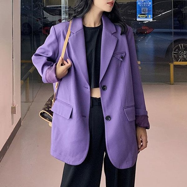women's suits & blazers women long sleeve purple suit jacket casual single breasted loose blazer spring fashion 2021 bleizer de mujer, White;black
women's suits & blazers women long sleeve purple suit jacket casual single breasted loose blazer spring fashion 2021 bleizer de mujer, White;black