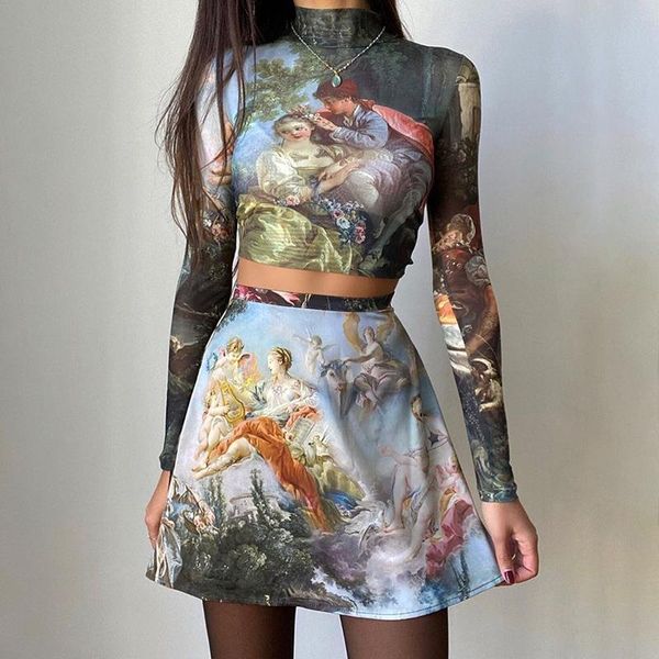 vintage t-shirt women oil painting print long sleeve bottom tees harajuku high waist fashion slim mini skirt two piece suit, Gray
vintage t-shirt women oil painting print long sleeve bottom tees harajuku high waist fashion slim mini skirt two piece suit, Gray