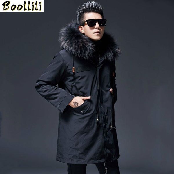 men's leather & faux boollili real fur coat men jacket parka hombre racoon liner plus size long manteau homme hiver, Black
men's leather & faux boollili real fur coat men jacket parka hombre racoon liner plus size long manteau homme hiver, Black