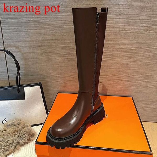 boots krazing pot cow leather gladiator round toe winter daily wear platform riding med heels heroic beauty thigh high l56, Black
boots krazing pot cow leather gladiator round toe winter daily wear platform riding med heels heroic beauty thigh high l56, Black