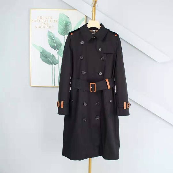 new leather ring mid-length over-the-knee classic double-breasted slimming temperament womens windbreaker european station versatile outerwe, Black
new leather ring mid-length over-the-knee classic double-breasted slimming temperament womens windbreaker european station versatile outerwe, Black