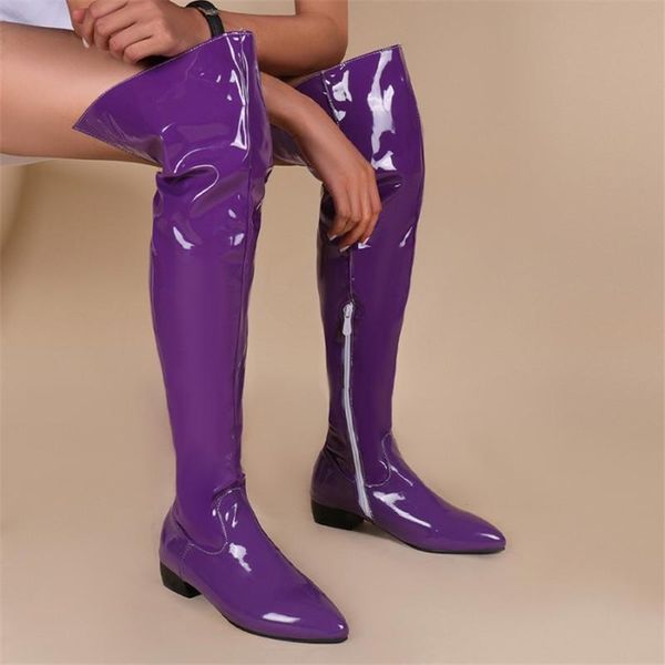 boots pxelena candy color patent leather low heel riding knight over the knee women shoes yellow green purple large size 34-46, Black
boots pxelena candy color patent leather low heel riding knight over the knee women shoes yellow green purple large size 34-46, Black