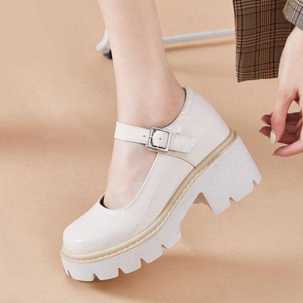 dress shoes 2021 fashion leather women shoe block high heel lolita platform small round toe belt buckle single, Black
dress shoes 2021 fashion leather women shoe block high heel lolita platform small round toe belt buckle single, Black
