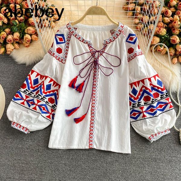 women's blouses & shirts 2021 summer women vintage versatile v-neck puff sleeve shirt lace up bow embroidery loose casual short top, White
women's blouses & shirts 2021 summer women vintage versatile v-neck puff sleeve shirt lace up bow embroidery loose casual short top, White