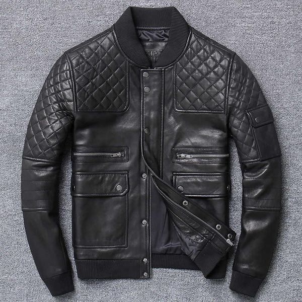 men's leather & faux genuine jacket men real sheepskin motorcycle biker casual slim bomber baseball male winter outerwear, Black
men's leather & faux genuine jacket men real sheepskin motorcycle biker casual slim bomber baseball male winter outerwear, Black