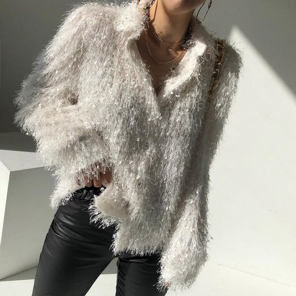 women's sweaters tassel chic basic winter thicken sweater elegant fluffy flush warm soft termperament 2021 for ladies, White;black
women's sweaters tassel chic basic winter thicken sweater elegant fluffy flush warm soft termperament 2021 for ladies, White;black