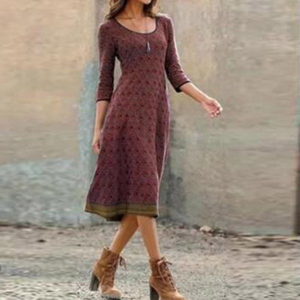 casual dresses vintage pattern printed patchwork party dress women fashion o neck 3/4 sleeve autumn office lady spring loose, Black;gray
casual dresses vintage pattern printed patchwork party dress women fashion o neck 3/4 sleeve autumn office lady spring loose, Black;gray