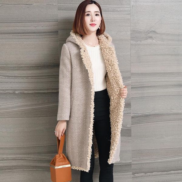 women's fur & faux sheep shearing wool hooded real coat long winter jacket women natural lamb liner plus size 6xl ot1876, Black
women's fur & faux sheep shearing wool hooded real coat long winter jacket women natural lamb liner plus size 6xl ot1876, Black