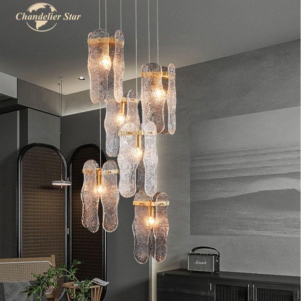 chandeliers nordic glass led lighting modern water ripple copper pendant hanging lamps bedroom living room staircase lights
chandeliers nordic glass led lighting modern water ripple copper pendant hanging lamps bedroom living room staircase lights