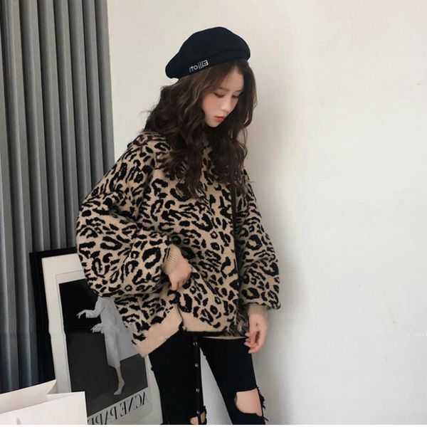 women's sweaters women causal loose leopard sweater knitted pullovers, White;black
women's sweaters women causal loose leopard sweater knitted pullovers, White;black