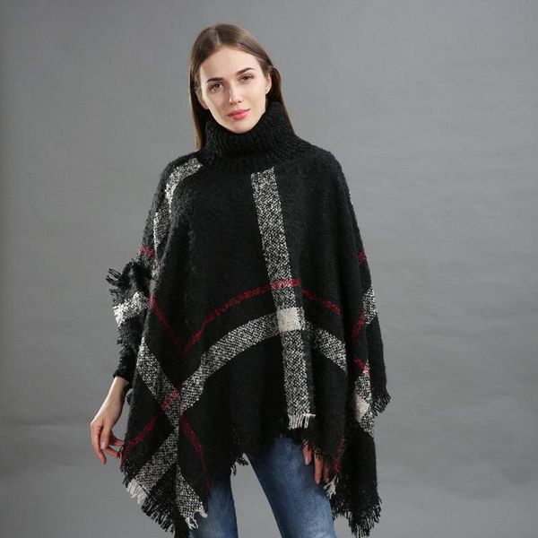 scarves large loose poncho women autumn winter plaid cape femme hiver high collar black grey red shawl pullover capes and ponchos, Blue;gray
scarves large loose poncho women autumn winter plaid cape femme hiver high collar black grey red shawl pullover capes and ponchos, Blue;gray