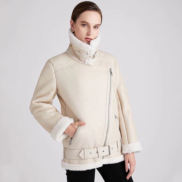2021 new women winter lambs wool parkas fur collar zipper jacket warm thick beige outerwear faux lamb leather coat moto outwear 2mwh, Black
2021 new women winter lambs wool parkas fur collar zipper jacket warm thick beige outerwear faux lamb leather coat moto outwear 2mwh, Black