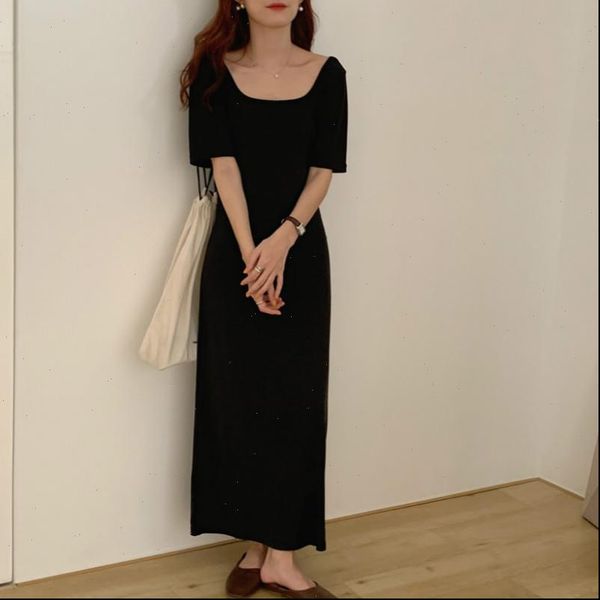 summer vintage square collar backless long bodycon dress for women elastic solid color casual sundress, Black;gray
summer vintage square collar backless long bodycon dress for women elastic solid color casual sundress, Black;gray