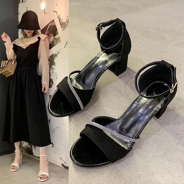 sandals 2021 classic open toe women's leather ladies shoes high heels large size heel summer, Black 
sandals 2021 classic open toe women's leather ladies shoes high heels large size heel summer, Black
