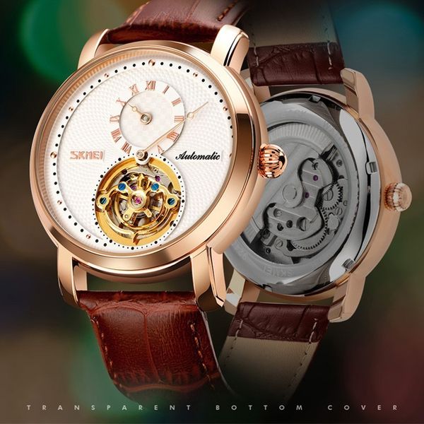 watches skmei elegant mechanical mens leather strap round hollow dial men wrist watch automatic male clock reloj hombre 9240, Slivery;brown
watches skmei elegant mechanical mens leather strap round hollow dial men wrist watch automatic male clock reloj hombre 9240, Slivery;brown