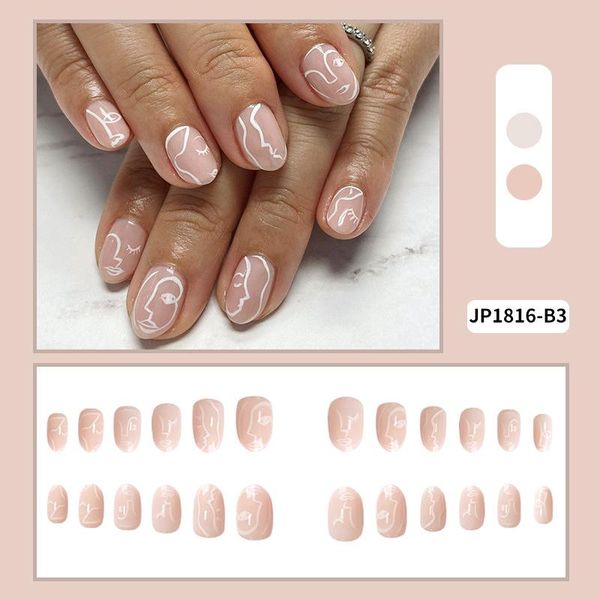 false nails 24pcs abstract face lines design short round fake reusable nude pink with liquid glue wholesale drop, Red;gold
false nails 24pcs abstract face lines design short round fake reusable nude pink with liquid glue wholesale drop, Red;gold