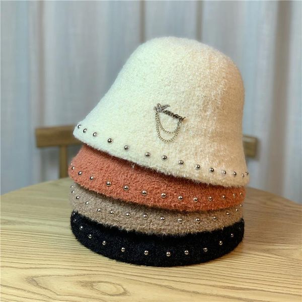 wide brim hats solid color women's winter warm basin hat japanese fisherman caps pearl rivet plush bucket, Blue;gray
wide brim hats solid color women's winter warm basin hat japanese fisherman caps pearl rivet plush bucket, Blue;gray