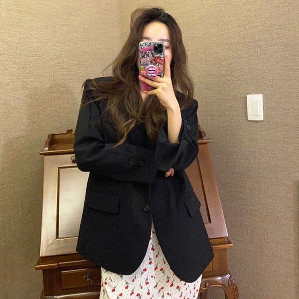 2021 spring autumn new korean womens suit collar loose two button casual double pocket cardigan blazer coats ladies qb775, Black;brown
2021 spring autumn new korean womens suit collar loose two button casual double pocket cardigan blazer coats ladies qb775, Black;brown