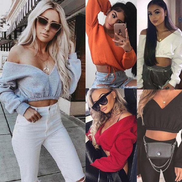 women's tanks & camis fashion deep v-neck crop women long sleeve pure off shoulder camisole female shirt autumn tank s l xl, White
women's tanks & camis fashion deep v-neck crop women long sleeve pure off shoulder camisole female shirt autumn tank s l xl, White