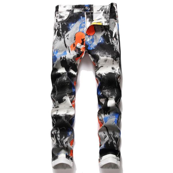 men's jeans fashion denim male graffiti pants hip hop mens slim streetwear colorful paint trousers, Blue
men's jeans fashion denim male graffiti pants hip hop mens slim streetwear colorful paint trousers, Blue