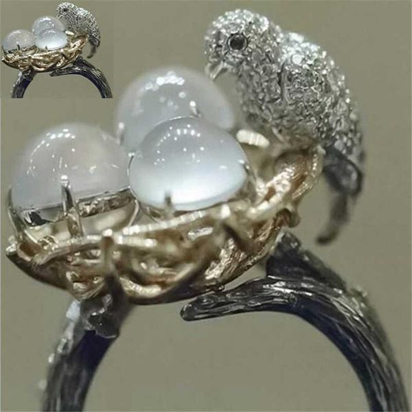 cluster rings cute bird creative animal ring moonstone vintage women men wedding size 6-10 jewelry, Golden;silver
cluster rings cute bird creative animal ring moonstone vintage women men wedding size 6-10 jewelry, Golden;silver