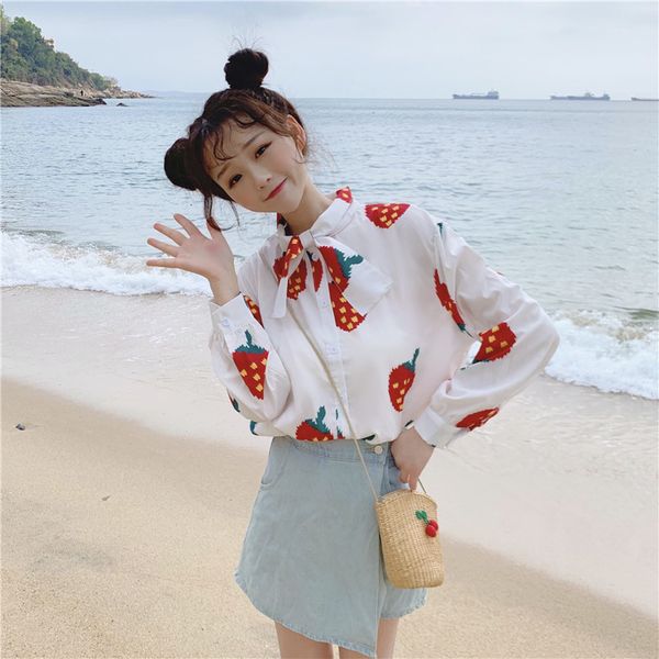 new harajuku 2021 strawberry printing of women and summer ulzzang bow long japanese shirt kawaii school clothes m804, White
new harajuku 2021 strawberry printing of women and summer ulzzang bow long japanese shirt kawaii school clothes m804, White