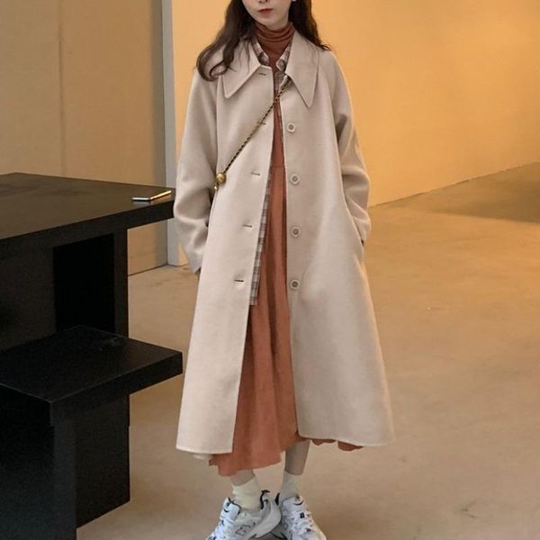 women's wool & blends autumn and winter korean loose woolen coat fashion all-match mid-length cloak windbreaker trend, Black
women's wool & blends autumn and winter korean loose woolen coat fashion all-match mid-length cloak windbreaker trend, Black