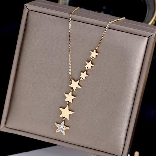 pendant necklaces 2021 classic design star necklace female gold colour no fade titanium steel clavicle chain elegant metal choker party jewe, Silver
pendant necklaces 2021 classic design star necklace female gold colour no fade titanium steel clavicle chain elegant metal choker party jewe, Silver