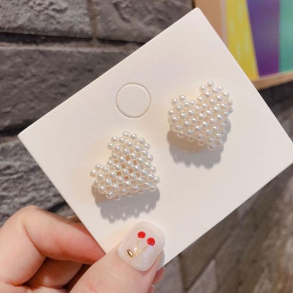 stud silver needle manual imitation pearl heart simple earrings for girl women fashion jewelry accessories wholesale, Golden;silver
stud silver needle manual imitation pearl heart simple earrings for girl women fashion jewelry accessories wholesale, Golden;silver