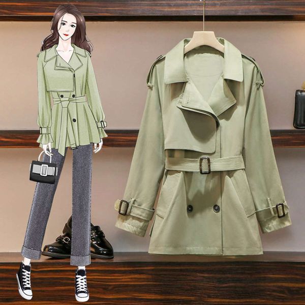 large windbreaker fashion in 2020 women's new autumn dress fat sister slim waist british coat, Black
large windbreaker fashion in 2020 women's new autumn dress fat sister slim waist british coat, Black