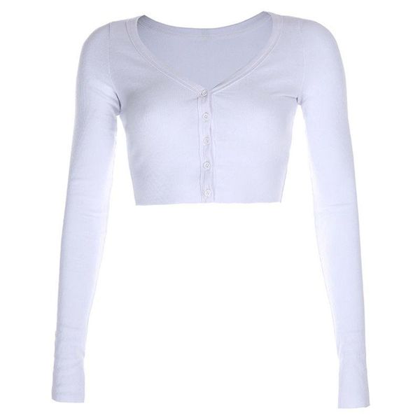 women's t-shirt women long sleeve ribbed slim crop v-neck off shoulder buttons f42f, White
women's t-shirt women long sleeve ribbed slim crop v-neck off shoulder buttons f42f, White