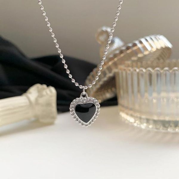 pendant necklaces kpop black heart necklace french metal love clavicle chain korean simple female short pendanklace for women, Silver
pendant necklaces kpop black heart necklace french metal love clavicle chain korean simple female short pendanklace for women, Silver