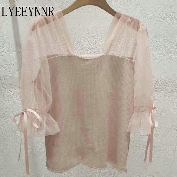 women's t-shirt lyeeynnr summer knitted patchwork mesh t-shirts girls short flare sleeve slim stretchy blouse tees casual tshirts 840, White
women's t-shirt lyeeynnr summer knitted patchwork mesh t-shirts girls short flare sleeve slim stretchy blouse tees casual tshirts 840, White