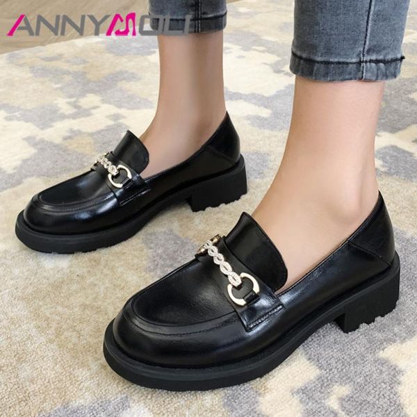 annymoli real leather platform thick heels pumps women crystal round toe loafers shoes metal decoration mid heel footwear 34-40, Black
annymoli real leather platform thick heels pumps women crystal round toe loafers shoes metal decoration mid heel footwear 34-40, Black