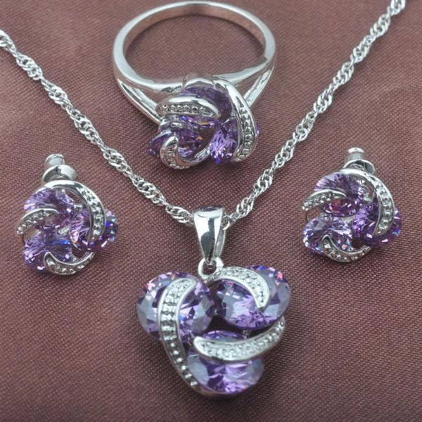 wedding jewelry sets classic purple crystal zirconia 925 silver for women necklace pendant earrings rings tz0175, Slivery;golden
wedding jewelry sets classic purple crystal zirconia 925 silver for women necklace pendant earrings rings tz0175, Slivery;golden