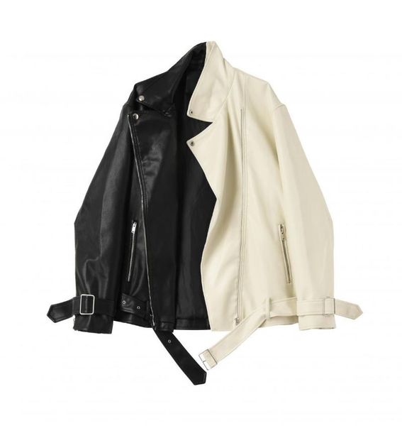 women's leather & faux korean and japan style styish hit color full sleeve jacket high street fashion women coats outerwear ht233 s252, Black
women's leather & faux korean and japan style styish hit color full sleeve jacket high street fashion women coats outerwear ht233 s252, Black