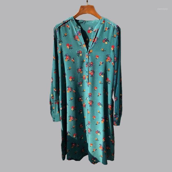 casual dresses 100% silk brand fashion women high luxury spring autumn vintage sweet green printed dress, Black;gray
casual dresses 100% silk brand fashion women high luxury spring autumn vintage sweet green printed dress, Black;gray