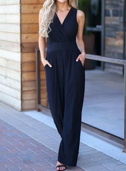 women's jumpsuits & rompers 2021 fashion women jumpsuit casual office ladies solid v-neck sleeveless wrap waist formal arrival, Black;white 
women's jumpsuits & rompers 2021 fashion women jumpsuit casual office ladies solid v-neck sleeveless wrap waist formal arrival, Black;white