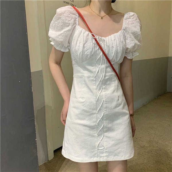 sweet lace embroidery stitching cross lacing up puff sleeve short dress fashion woman bodycon white club mini 210526, Black;gray
sweet lace embroidery stitching cross lacing up puff sleeve short dress fashion woman bodycon white club mini 210526, Black;gray