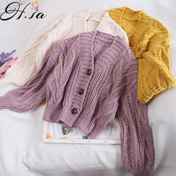 hsa women's cardigan sweater autumn winter short single-breasted v-neck twist weave long sleeve knitted sweater coat 210716, White;black
hsa women's cardigan sweater autumn winter short single-breasted v-neck twist weave long sleeve knitted sweater coat 210716, White;black